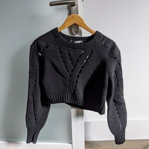 T Alexander Wang black cropped cotton sweater